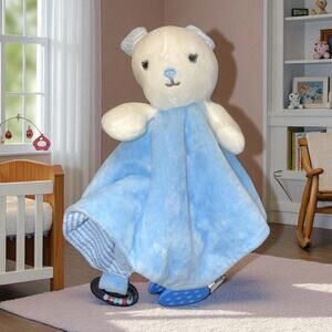 12" Modern Baby Lovey Bunny Rabbit Security Snuggle Blanket Rattle Shower Gift